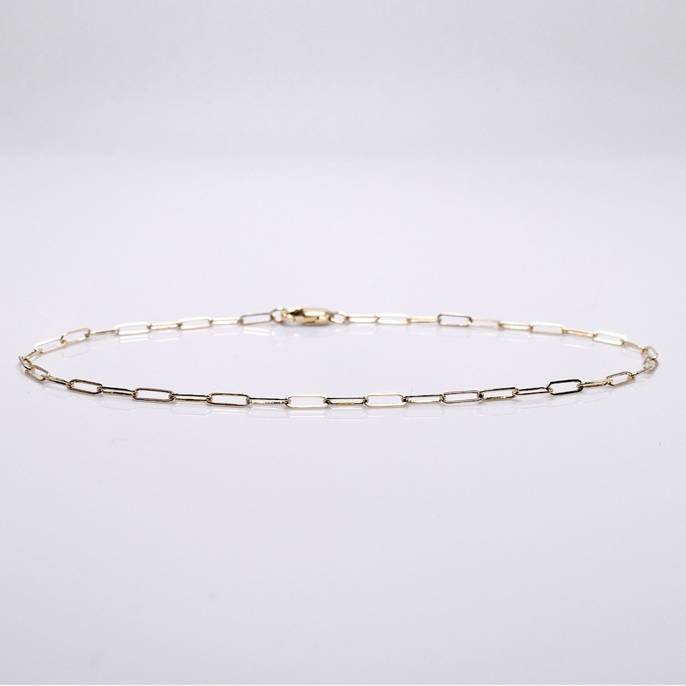 10K Yellow Gold 10” Paper Clip Ankle Bracelet Lobster Clasp 1.19g - New